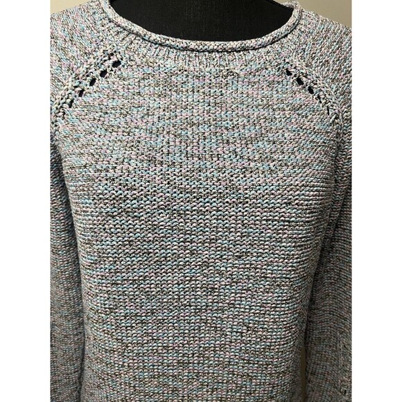 Talbots Women's Sweater Gray with Shades of Blue /Pink Roll Neck Size Medium - Picture 11 of 16